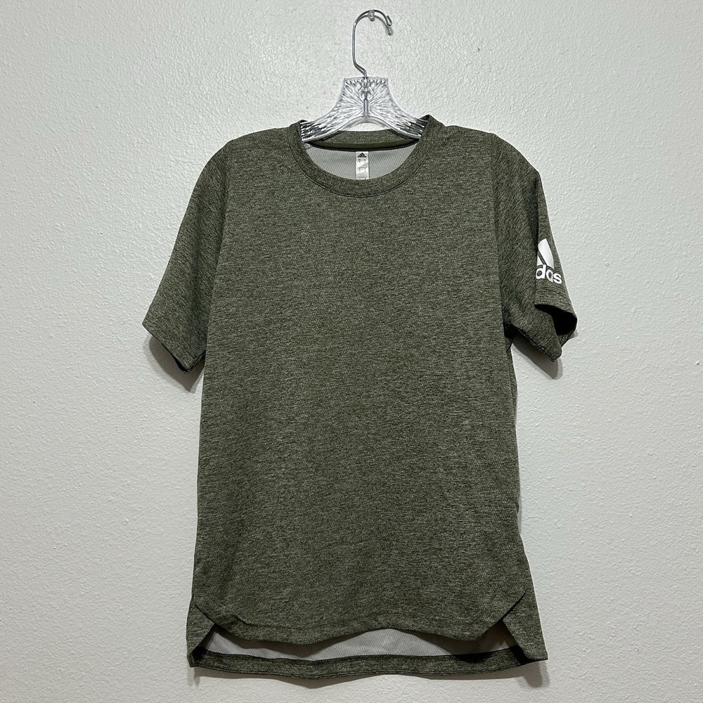 Adidas Climalite Green Short Sleeve Crew Neck Tee‎ T Shirt Top Men's Size M